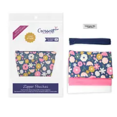 Crosscut Sewing Co.&reg; Zipper Pouch Sewing Project Kit for Beginners with Fabric, Instructions and Video Navy floral
