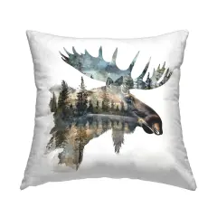 Moose Head Silhouette Decorative Printed Throw Pillow Design by LSR Design Studio, 18 x 7 x 18