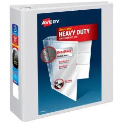 Avery Heavy-Duty View 3 Ring Binder, 4 Inch One Touch EZD Rings, 780-Sheet Capacity, 4.5 Inch Wide Spine, Customizable Clear Cover and Spine, 1 White Binder (79104)