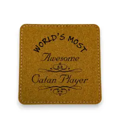 Coaster - Worlds most awesome Catan player - SET OF 2 - Leather or Stitched Cork Stitched Cork/Black