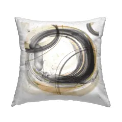 Aligned Circles Abstraction Design by Nan Outdoor Printed Pillow 