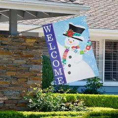 Northlight Joyful Snowman "Welcome" Christmas Outdoor Flag - 40" x 28" White