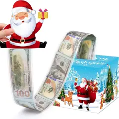Christmas Money Box for Cash Gift Pull, Surprise Money Holder for Kids Adults with 100Pcs Transparent Bags - Fun Ways to Give Cash as a Gift for Your Loved Ones Light Blue