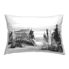 Beach Fence with Reeds Design by GraffiTee Studios Throw Pillow 