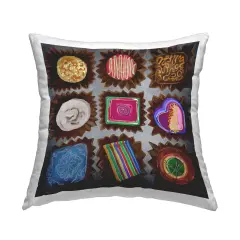 Mixed Chocolate Pieces Decorative Printed Throw Pillow Design by Liz Jardine, 18 x 7 x 18