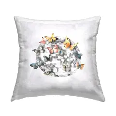 Butterflies on Disco Ball Decorative Printed Throw Pillow Design by Svetlana Aleynikova, 18 x 7 x 18