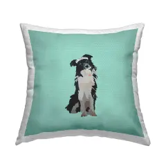 Collie with Tiara Design by Amelia Noyes Outdoor Printed Pillow 