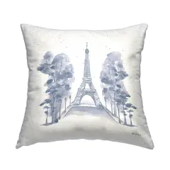 Eiffel Tower Watercolor Outdoor Printed Pillow Design by Yvette St. Amant, 18 x 7 x 18