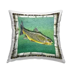 Rustic Trout Fish Design by Jacki Frerichs Throw Pillow 