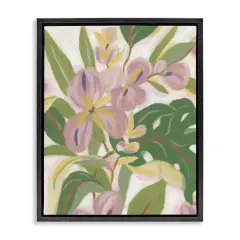 Stupell Industries Pale Trillium & Leaves Framed Floater Canvas Wall Art Design by June Erica Vess