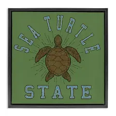 Stupell Industries Vintage Sea Turtle State Framed Floater Canvas Wall Art Design by Spirit Animals/Life Is High
