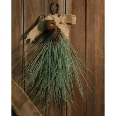 Icy Needle Pine Teardrop With Bell & Bow 20"