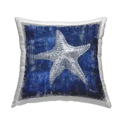 Rustic Indigo Starfish Outdoor Printed Pillow Design by Paul Brent, 18 x 7 x 18
