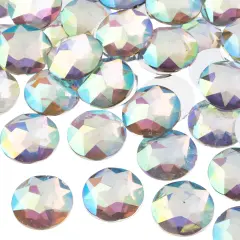 John Bead 20mm Round Acrylic Flat Back Rhinestones, 200pcs Crystal AB