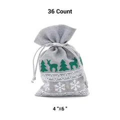 Holiday Faux Linen Bags 4&rdquo; x 6&rdquo; for Treats & Gifts