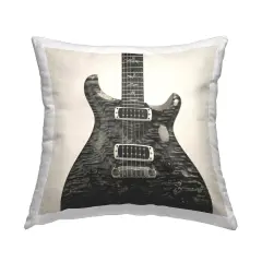 Wave Patterned Guitar Decorative Printed Throw Pillow Design by Deborah Revell, 18 x 7 x 18