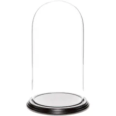 Plymor 5.5" x 11" Glass Display Dome Cloche Black Wood Veneer