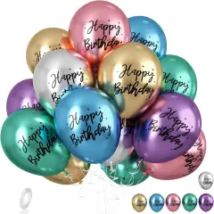 Colorful Metallic Happy Birthday Balloons