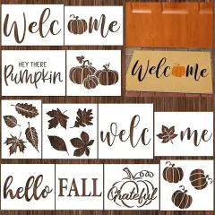 12 Pcs Large Fall Stencils - Reusable
