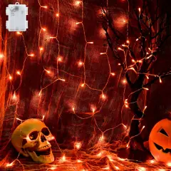 Orange Halloween String Lights Battery Operated With Timer - 9.8Ft, 30LED