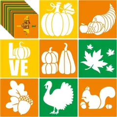 24 Pcs Fall Stencil Set 8 x 8 Inch Plastic Drawing Painting