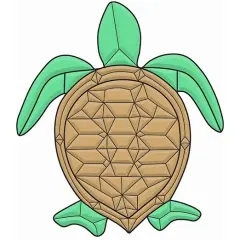 7-7/8" X 9" Colored Exquisite Glass Sea Turtle Bevel Cluster COEC306