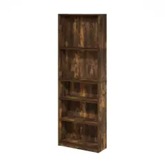 71-inch Tall 5-Shelf Bookcase in Black Wood Finish Brown
