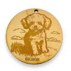 Ornament - Bichon Dog Raw Wood