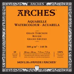 Arches Aquarelle Rough Watercolor Block 7.9"X7.9"- 140lb, 20 Sheets