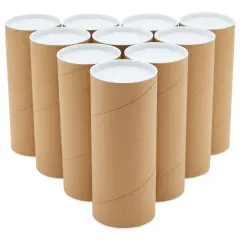 10-Pack Mailing Tubes with Caps for Packaging Posters, 3x7 Inch Round Cardboard Mailers for Artwork, Advent Calendars, Classroom Craft, DIY Projects, Gifts Brown