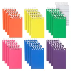 24 Pack Small Notepads for Party Favors - Top Spiral Mini Notebooks Bulk for Stocking Stuffers, Classroom Reward (6 Rainbow Colors, 2.25x3.5 In) Multicolor