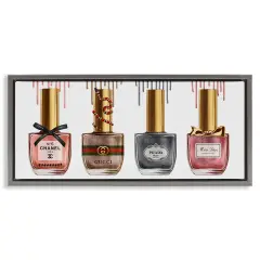 Stupell Industries Glam Nail Polish Collection Framed Floater Canvas Wall Art Gray Floater Frame