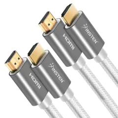 Insten - 2 Pack 6 Feet HDMI Male to Male Cable, 2.1 Version, 8K 60Hz, 48Gbps, Gold Connectors, Nylon Braided, White