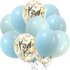 12inch Blue Baby Shower Balloons for Boy TSOTU Party Decorations (Baby Blue)