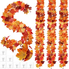 4 Pack Maple Leaves Garland 5.8ft/pc Artificial Fall Foliage