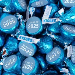 85 Pcs Light Blue Graduation Candy Hershey's Kisses Milk Chocolate Class of 2025 (13.6oz, Approx. 85 Pcs)- By Just Candy