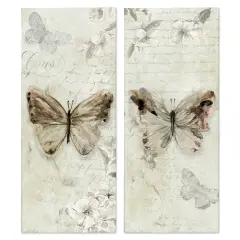 Stupell Industries Vintage Butterfly Scrapbook Page 2 pc Canvas Wall Art Set Design by Carol Robinson