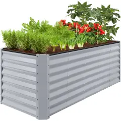 Best Choice Products 8x2x2ft Raised Metal Outdoor Garden Bed, Planter Box for Flowers, Vegetables, Herbs Moonlight Gray