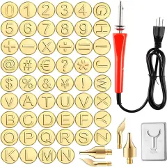 Wood Burning Tip Set, 26 Letters Wood Burning Tip Kit, DIY Wood/Leather Burning Set, Copper Letter Number Soldering Iron Stencils, DIY Embossing Carving Head Tools for Wood Leather DIY Crafts