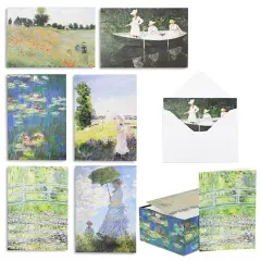 36-Count Assorted Box All Occasion Greeting Cards with Envelopes, Notecards, Artistic Design Inspired by Monet Painting, 5 x 3.5 in Multicolor