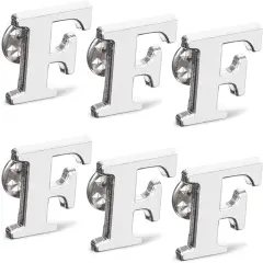 Bright Creations Alphabet Letter Lapel 6 Pack - F Monogram Lapel Pin Set Silver