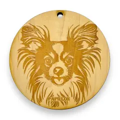 Ornament - Papillon Dog Raw Wood