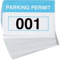 Sequentially Numbered Parking Permit Sticker (Light Blue, 2 x 3 in, 100-Pack) Multicolor