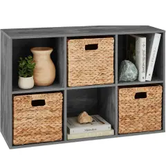 Best Choice Products 6-Cube Bookshelf, 11in Display Storage System, Organizer w/ Removable Back Panels Dark Gray