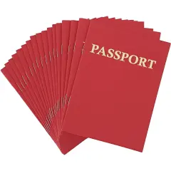 Juvale 24-Pack Blank Passport Notebooks for Kids, 4.1 x 5.6 Inches, Pretend Passport Books for Kids Travel Play and Classroom Activities, Red