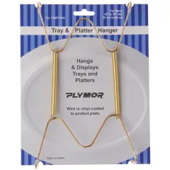 Plymor Gold Finish Wall Mountable Tray and Platter Hanger, 8.25" H x 4.75" W x 0.875" D (For Trays or Platters 10" - 16")