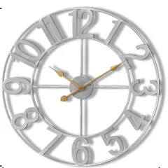 Sorbus Large Wall Clock - 24-inch Decorative Numeral Wall Clock - Battery Operated Analog - Living Room and Kitchen D&eacute;cor Silver