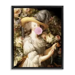 Stupell Industries Renaissance Lady & Gum Framed Floater Canvas Wall Art Design by Piddix