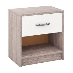Nightstand with Drawer, Open Shelf, Modern Design and Sturdy Structure Light Gray