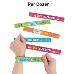 Happy Birthday Slap Bracelets - 12 Pc.